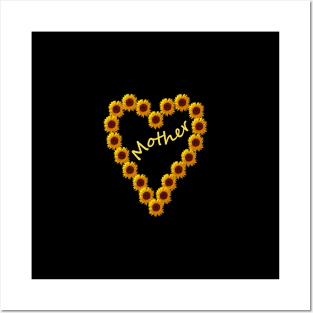 Mothers Day Small Sunflower Heart for Mother Posters and Art